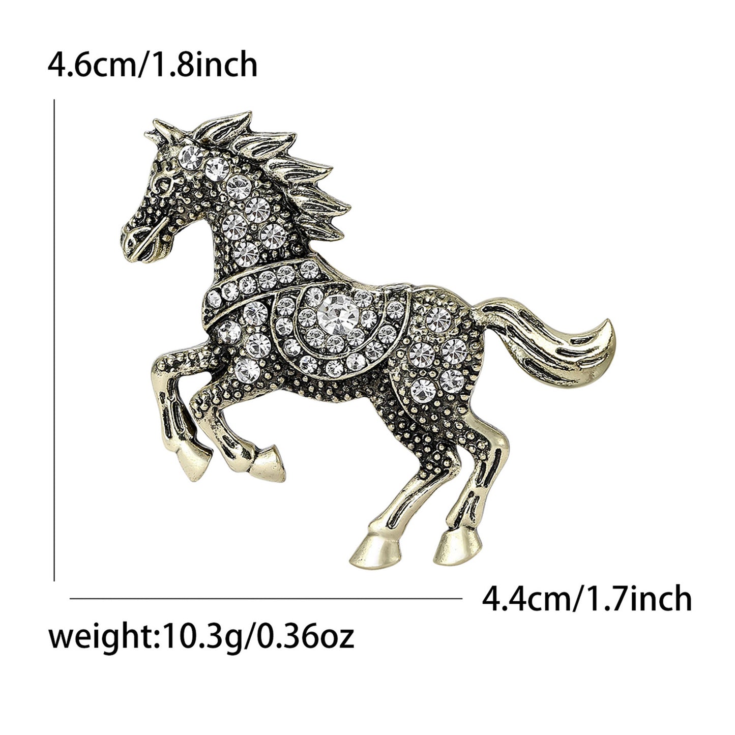 Fashionable Vintage Enamel Horse Rhinestone Brooch