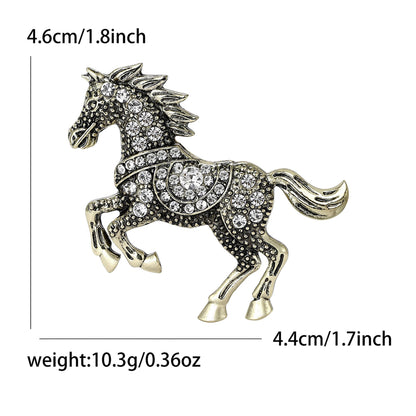 Fashionable Vintage Enamel Horse Rhinestone Brooch
