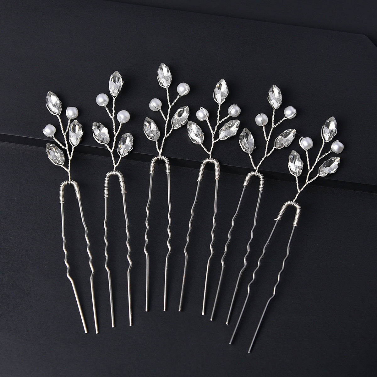 Emerald U Shaped Hair Pins Set of 6 Elegant Bridal Hairpiece