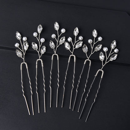 Emerald U Shaped Hair Pins Set of 6 Elegant Bridal Hairpiece