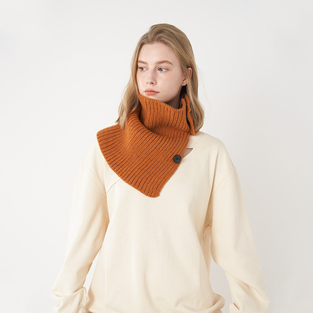 Pure Wool Knitted Scarf with Detachable Buttons for Women
