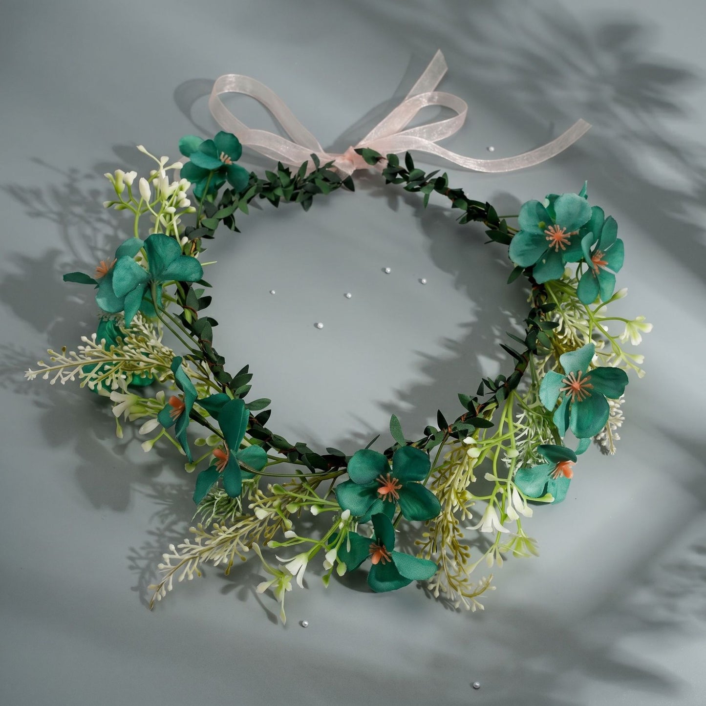 Floral Headband with Ribbons Handmade for Boho and Beach Photoshoots
