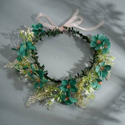 Floral Headband with Ribbons Handmade for Boho and Beach Photoshoots
