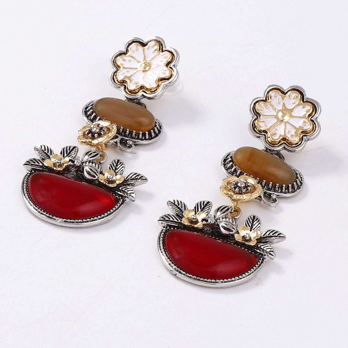 Bohemian Floral Multi Layer Cubic Zirconia Earrings