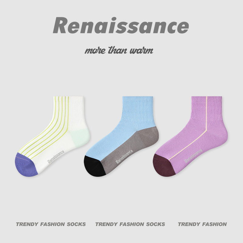 Socks Embossed Floral Combed Cotton Seamless Toe Casual