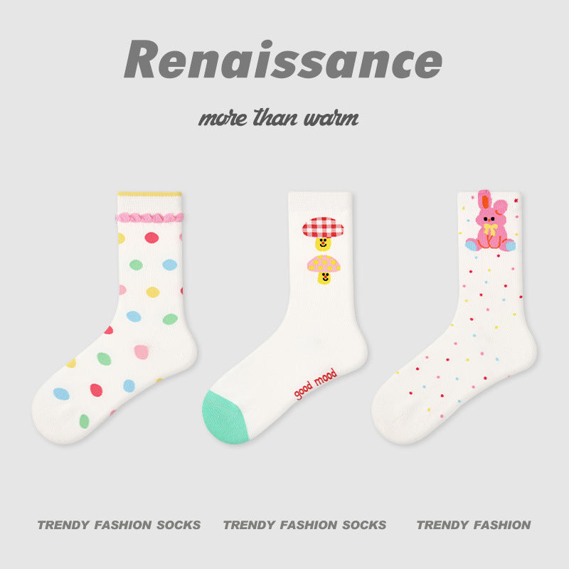 Socks Renaissance Animal Cartoon Combed Cotton Casual
