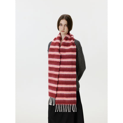 Designer Korean Style Wool Blend Multi-Color Striped Scarf for Women