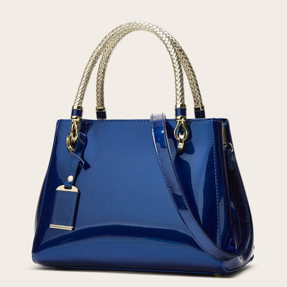 Stylish Red Patent Leather Tote Bag