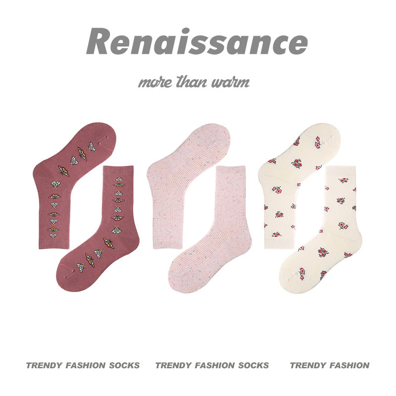 Mid Calf Vintage Gradient Cotton Socks