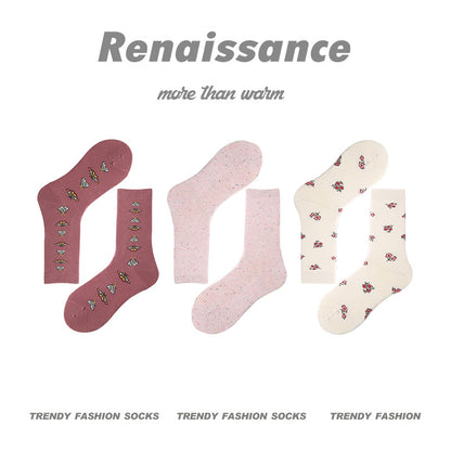 Mid Calf Vintage Gradient Cotton Socks