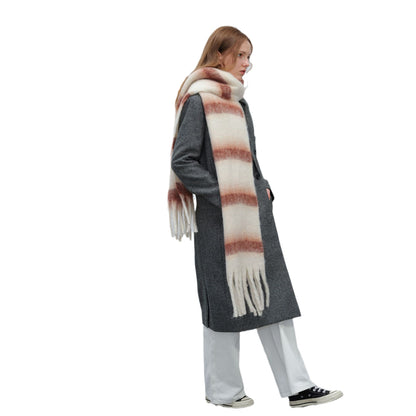 Thick Warm Striped Fringe Shawl Scarf for Women