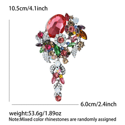 Vintage-Inspired Crystal Glass Brooch Elegant Floral Lapel Pin