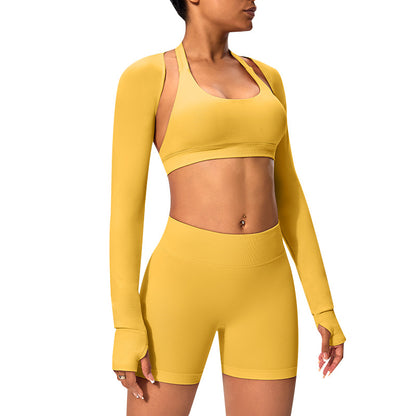 Women's Outdoor Yoga Set with Open Back Sports Bra and Pants
