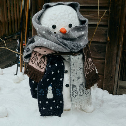 Cartoon Snowman Knitted Scarf Winter Warmth Casual Style