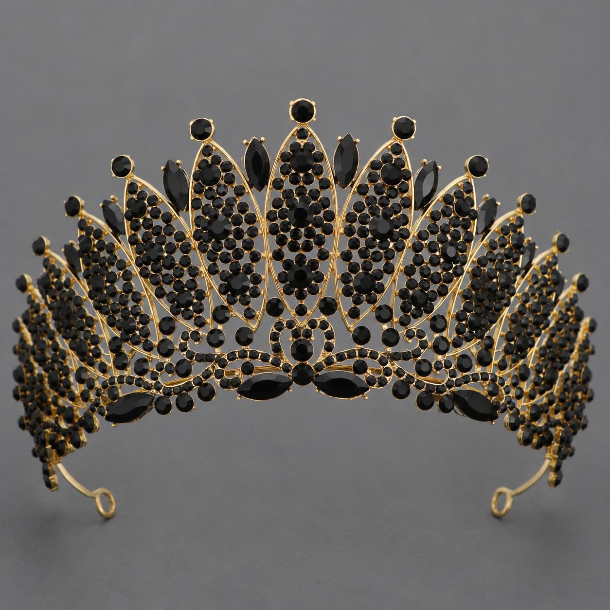 Dark Fantasy Alloy Crown with Rhinestones for Halloween Parties