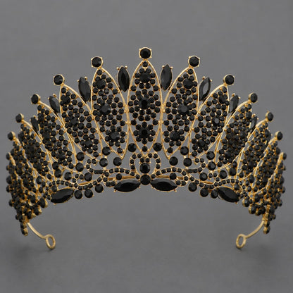 Dark Fantasy Alloy Crown with Rhinestones for Halloween Parties