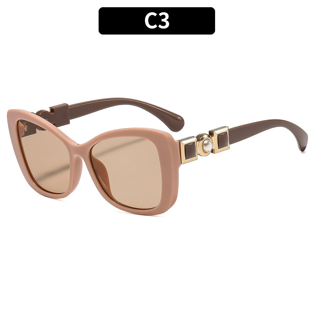 Butterfly Frame Pearl Accent Sunglasses UV400 Protection