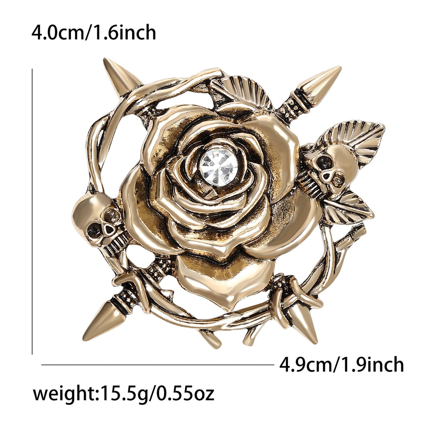 Skeleton Rose Brooch Alloy Creative Fashion Pin for Women