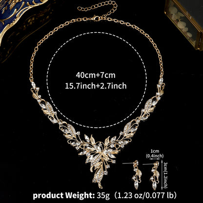 Bridal Jewelry Set With Flower Design Necklace And Earrings