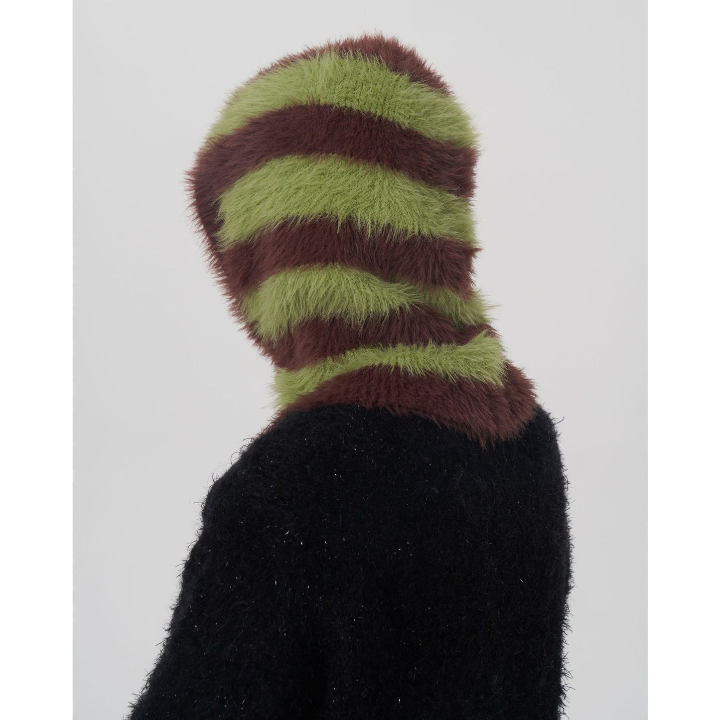 Trendy Two-Tone Striped Faux Mink Knit Beanie for Women