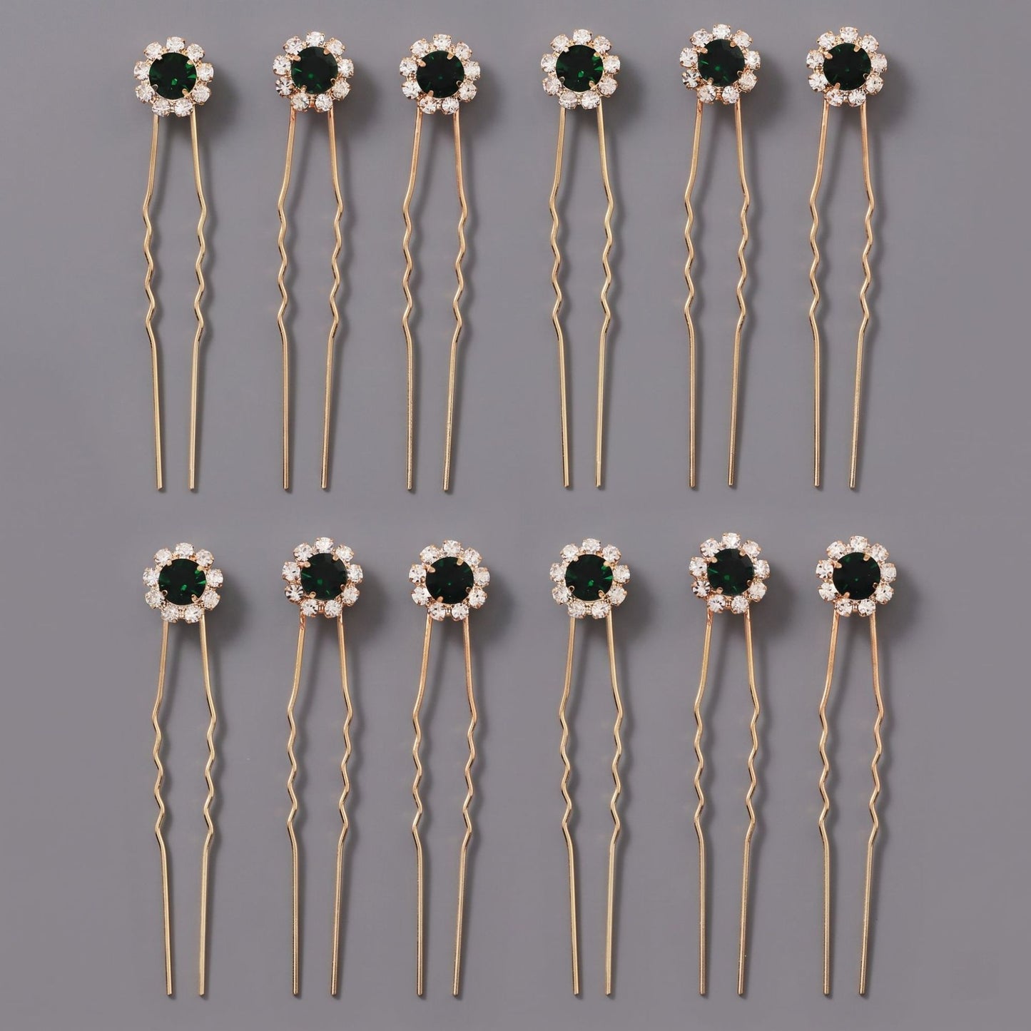 Floral Crystal U-Shaped Hairpin Set for Weddings and Special Occasions