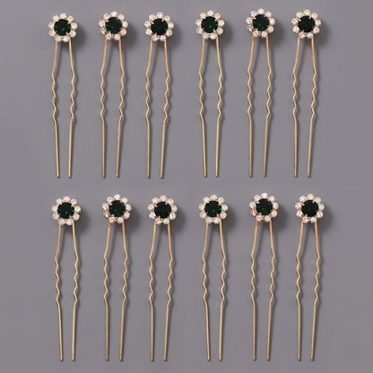Floral Crystal U-Shaped Hairpin Set for Weddings and Special Occasions