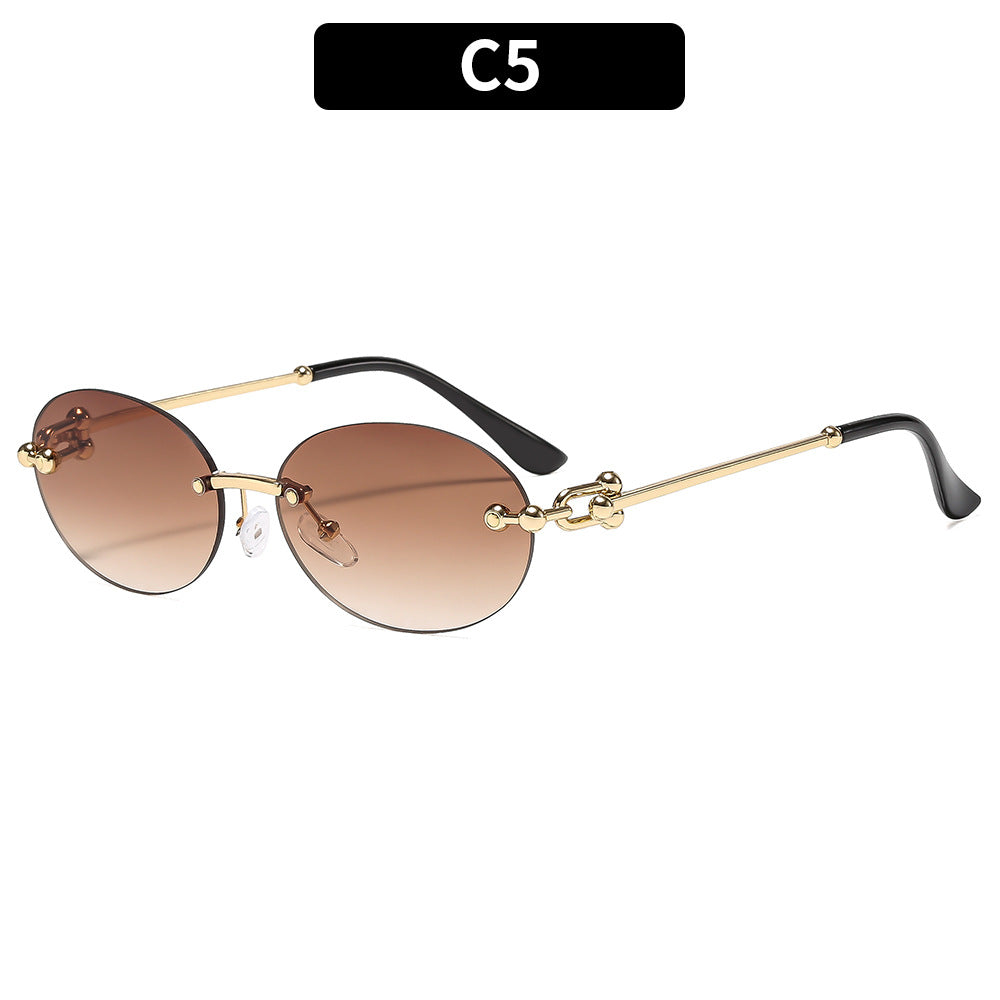 Trendy Metal Oval UV400 Sunglasses for Outdoor Activities
