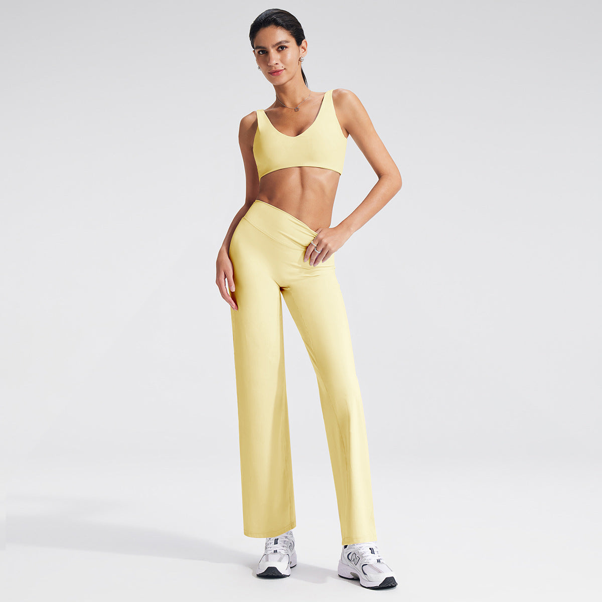 Women’s Yoga Set Deep V-Neck Sports Bra and Leggings