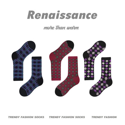 Mid Calf Vintage Gradient Cotton Socks