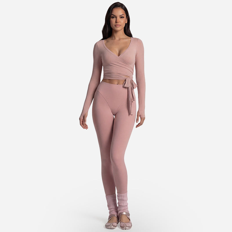 Cross-Back Long Sleeve Yoga Top & Pants Set