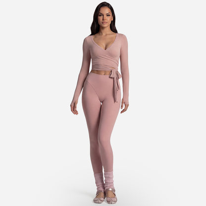 Cross-Back Long Sleeve Yoga Top & Pants Set