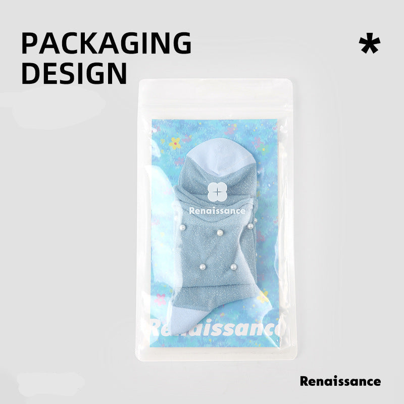 Seamless Pearl Colorblock Nylon Moisture Wicking Socks