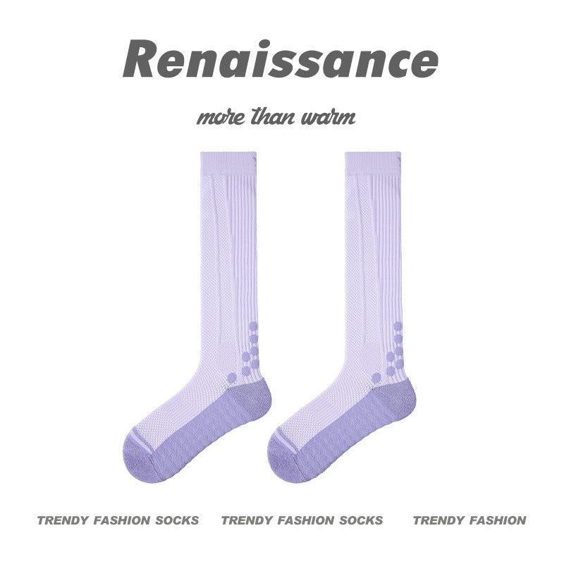 3D Floral Compression Calf Socks Polyester Blend