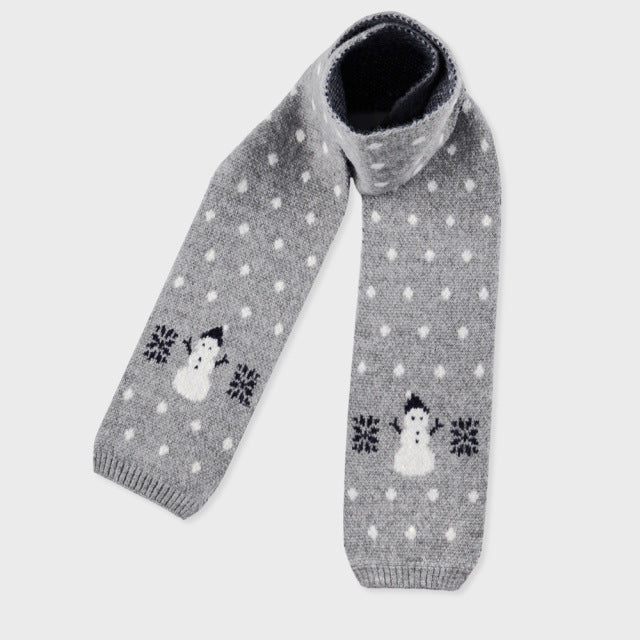 Cartoon Snowman Knitted Scarf Winter Warmth Casual Style