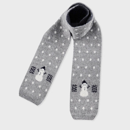 Cartoon Snowman Knitted Scarf Winter Warmth Casual Style