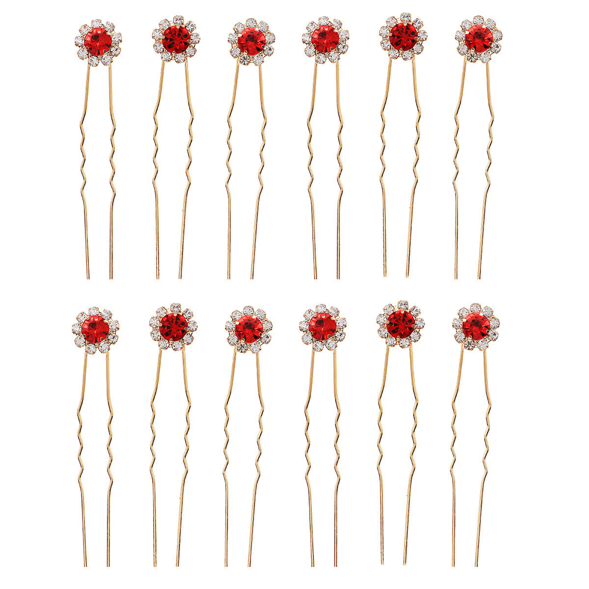 Floral Crystal U-Shaped Hairpin Set for Weddings and Special Occasions