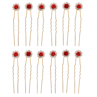 Floral Crystal U-Shaped Hairpin Set for Weddings and Special Occasions