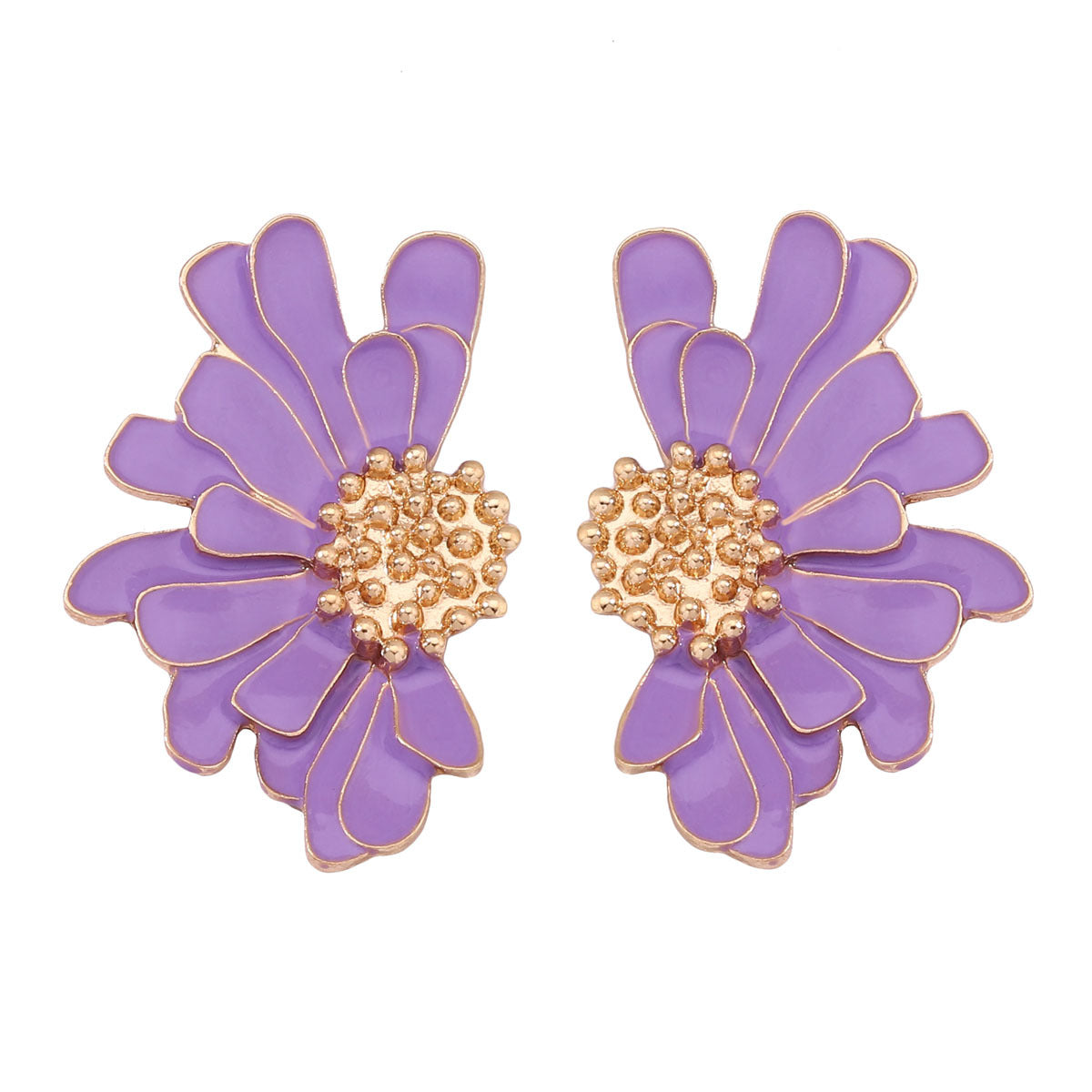 Alloy Enamel Flower Stud Earrings Hypoallergenic Chic