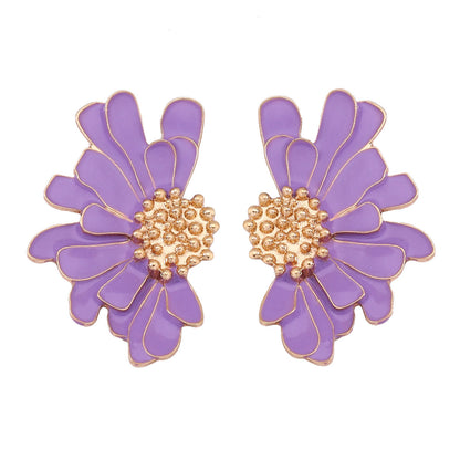 Alloy Enamel Flower Stud Earrings Hypoallergenic Chic