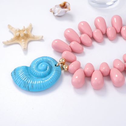 Necklace Beaded Seashell Animal Pendant Statement