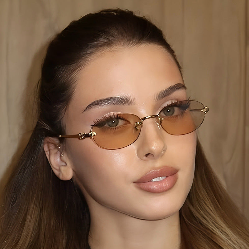 Oval Frame UV400 Sunglasses Stylish for Outdoor Activities
