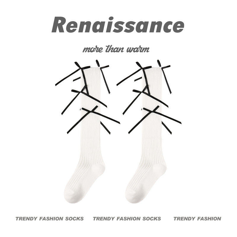 Over The Knee Socks Solid Combed Cotton Casual