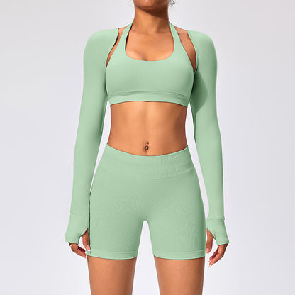 Women's Outdoor Yoga Set with Open Back Sports Bra and Pants
