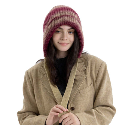 Gradient Knit Beanie with Drawstring - Warm and Stylish for Casual Look
