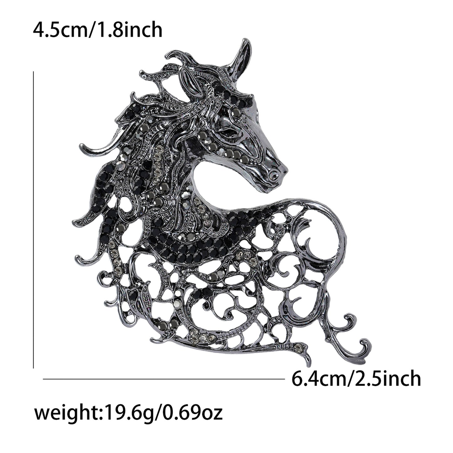 Vintage Horse Head Brooch Creative Fashion Pin Jewelry
