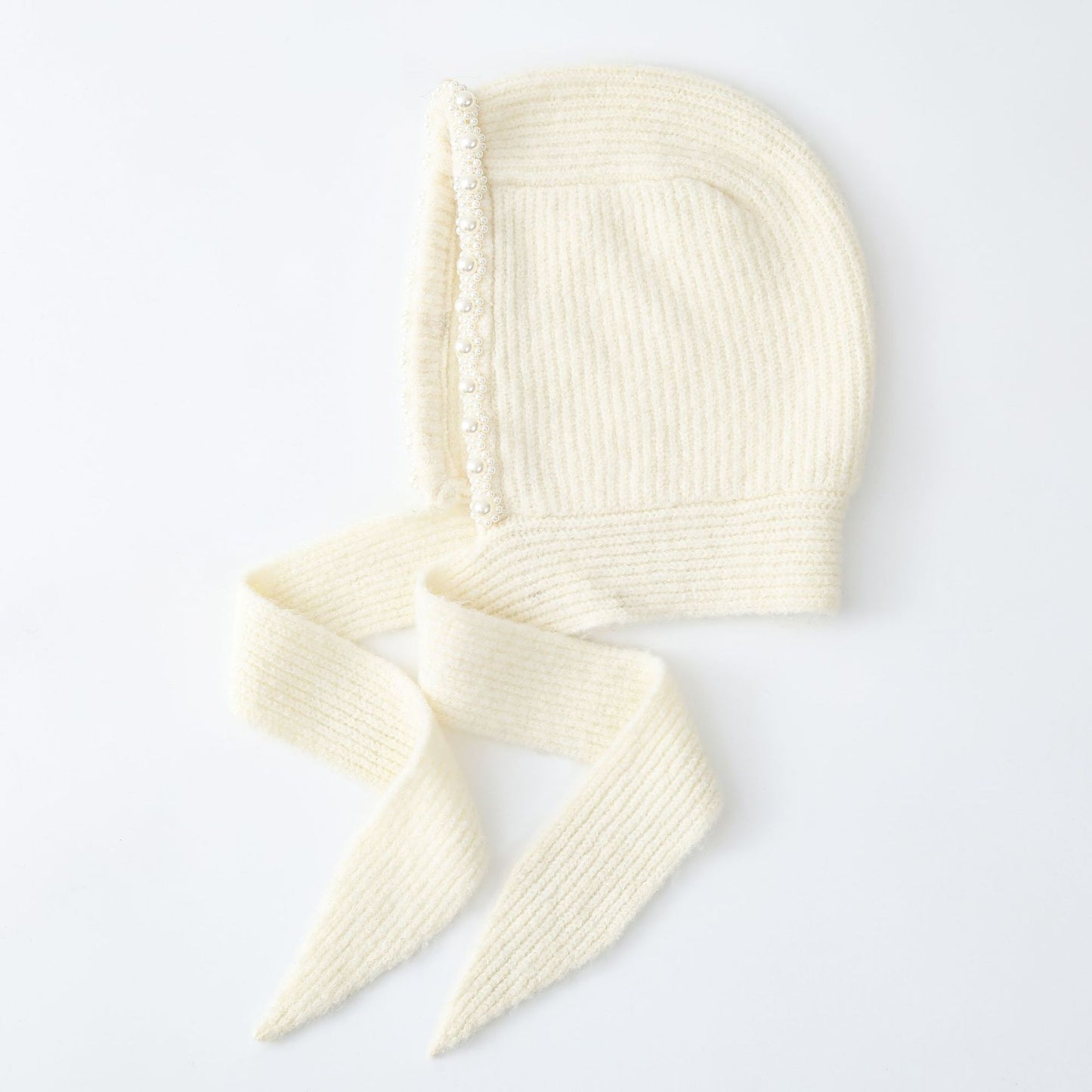 Trendy Knitted Pearl Beret Warm Ear Covering Hat