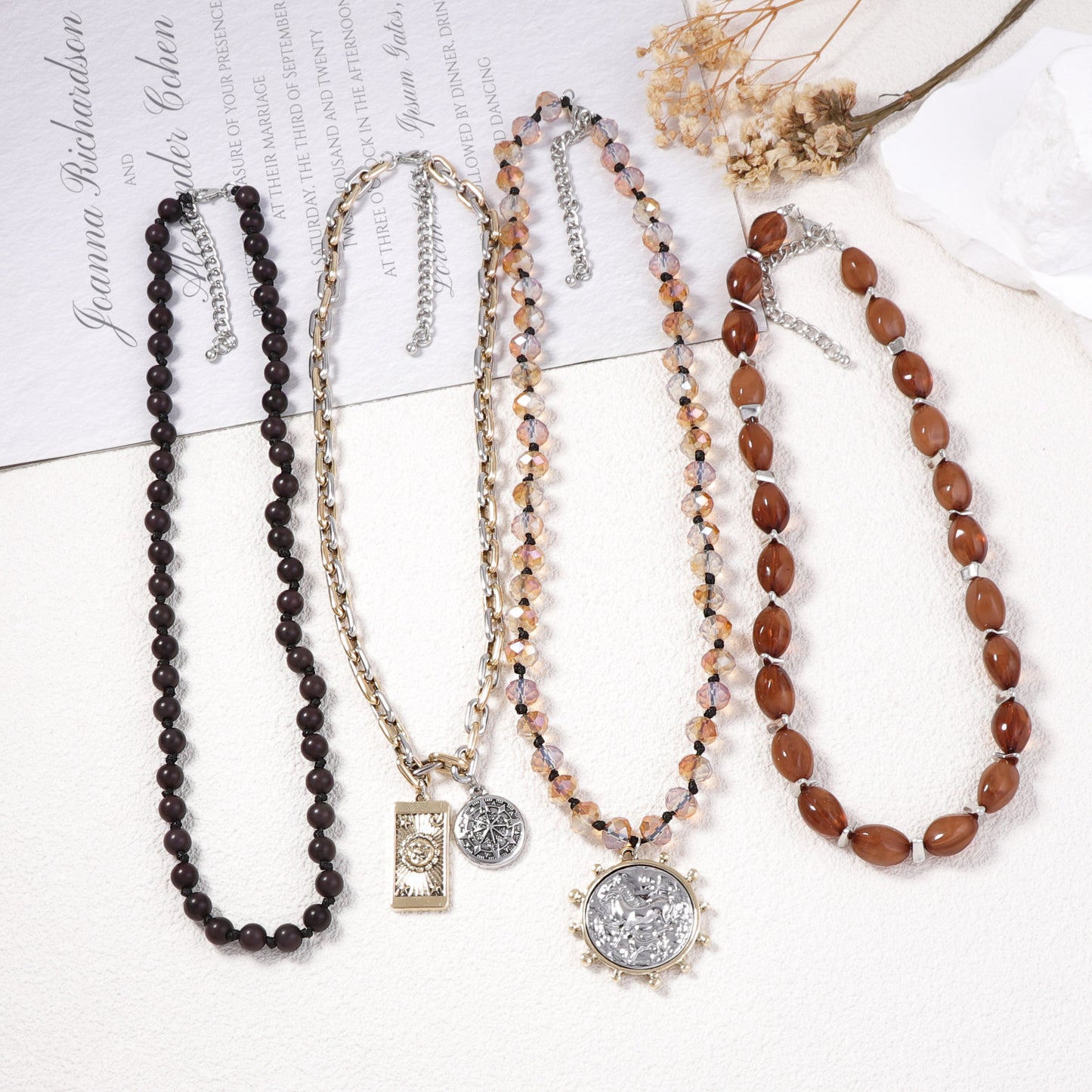 Pendant Necklace Geometric Coin Layered Casual
