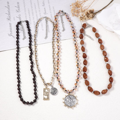 Pendant Necklace Geometric Coin Layered Casual