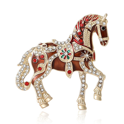 Luxury Enamel Animal Brooch with Rhinestones for Men and Women