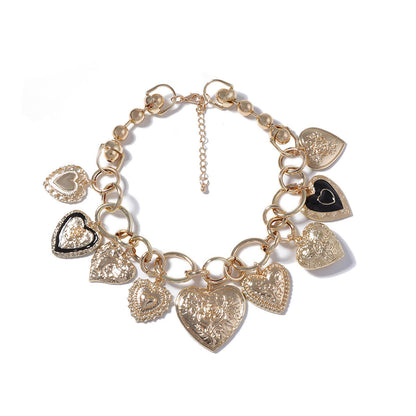 Alloy Chain Necklace Heart Pendant Casual Chic